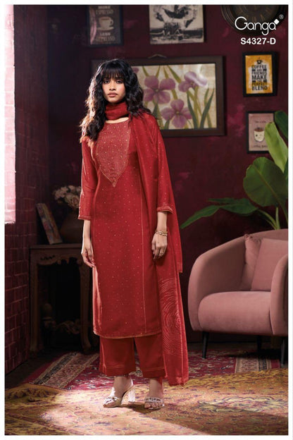 Leshya 4327 Ganga Bemberg Silk Pant Style Suits Supplier