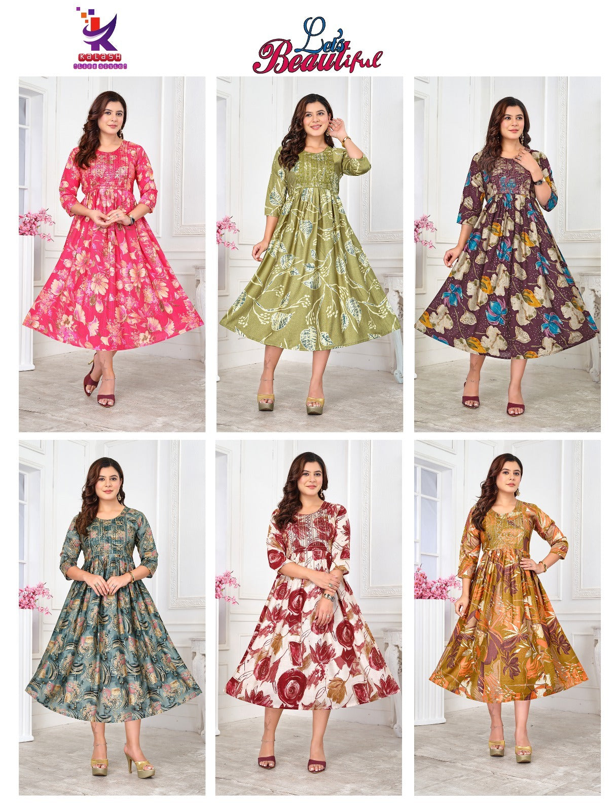 Let'S Beautiful Mlm Kalash Lifestyle Vartican Rayon Anarkali Kurtis Exporter