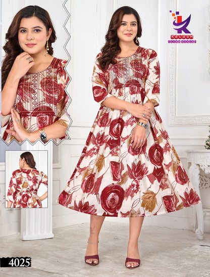 Let'S Beautiful Mlm Kalash Lifestyle Vartican Rayon Anarkali Kurtis Exporter