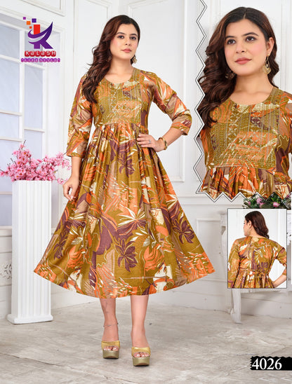 Let'S Beautiful Mlm Kalash Lifestyle Vartican Rayon Anarkali Kurtis Exporter