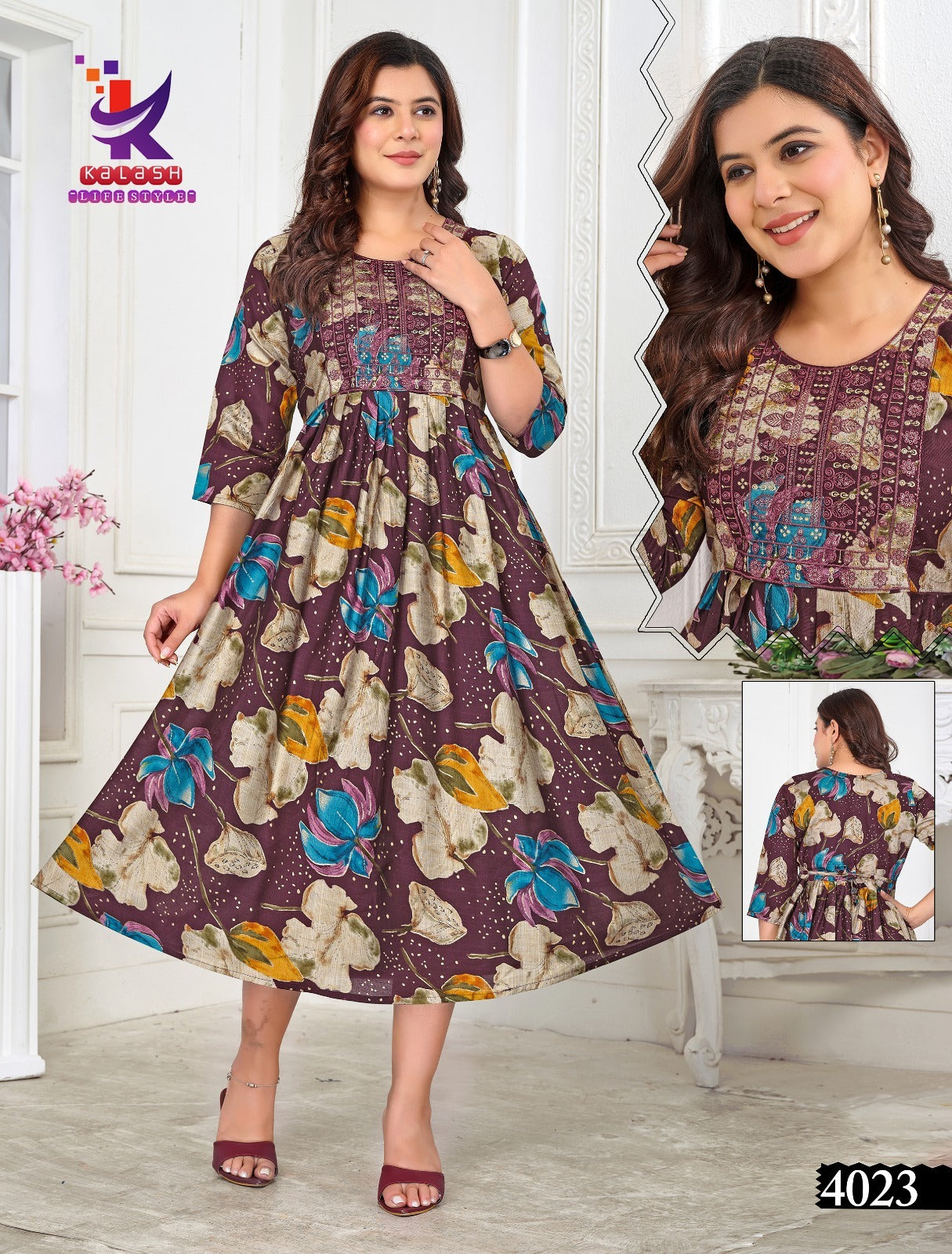 Let'S Beautiful Mlm Kalash Lifestyle Vartican Rayon Anarkali Kurtis Exporter