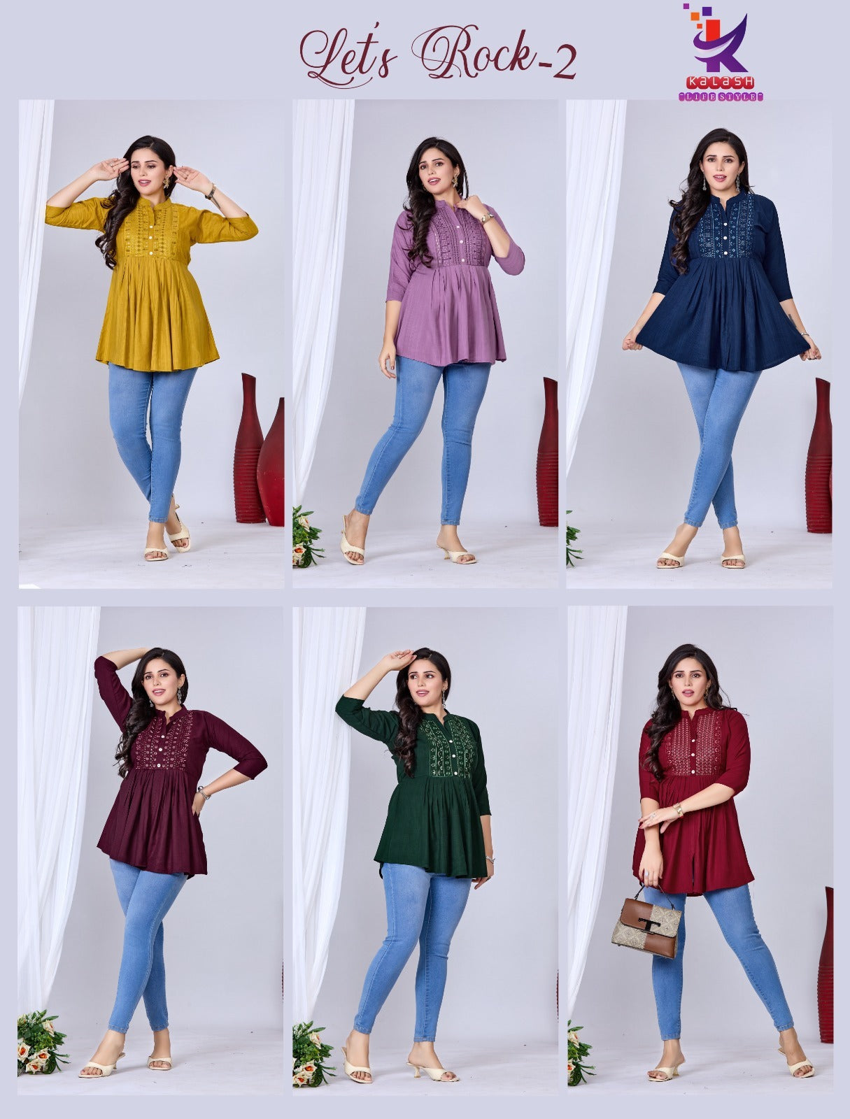 Lets Rock 2 Mlm Kalash Lifestyle Rayon 17Kg Fancy Tops Wholesale Price