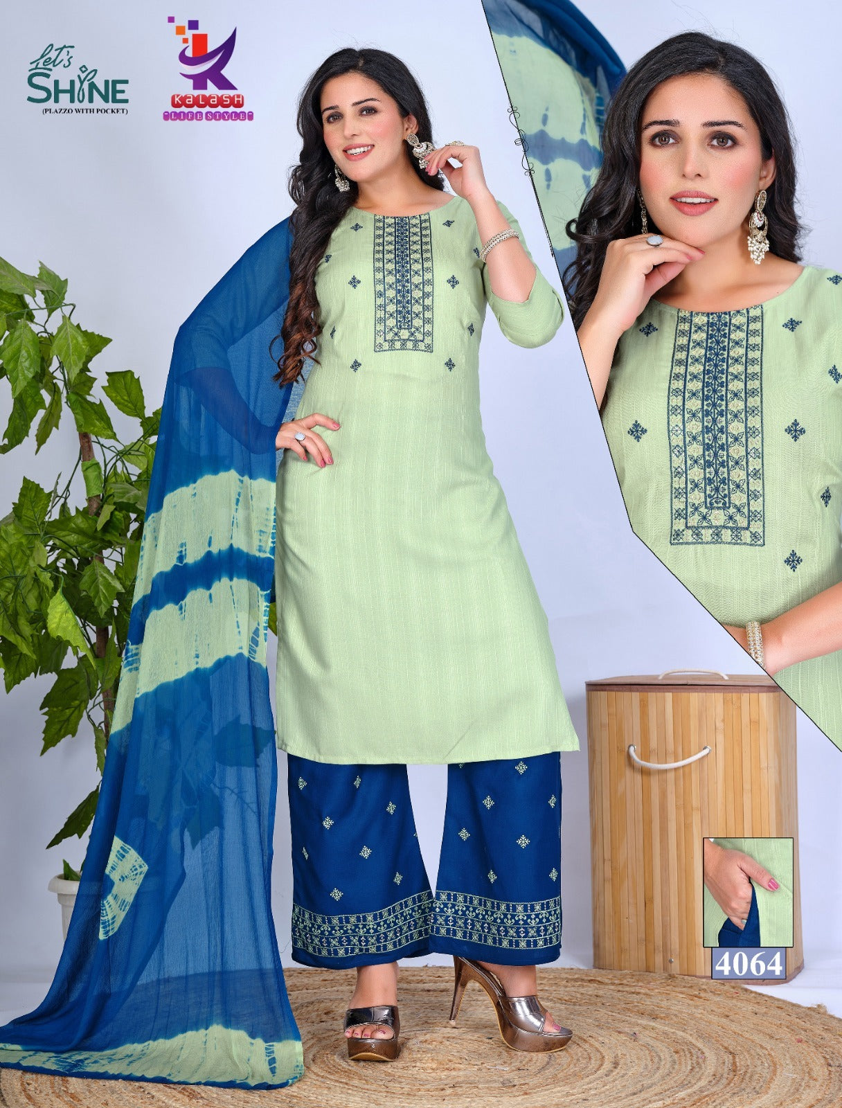 Lets Shine Mlm Kalash Lifestyle Rayon 14Kg Readymade Plazzo Style Suits Supplier