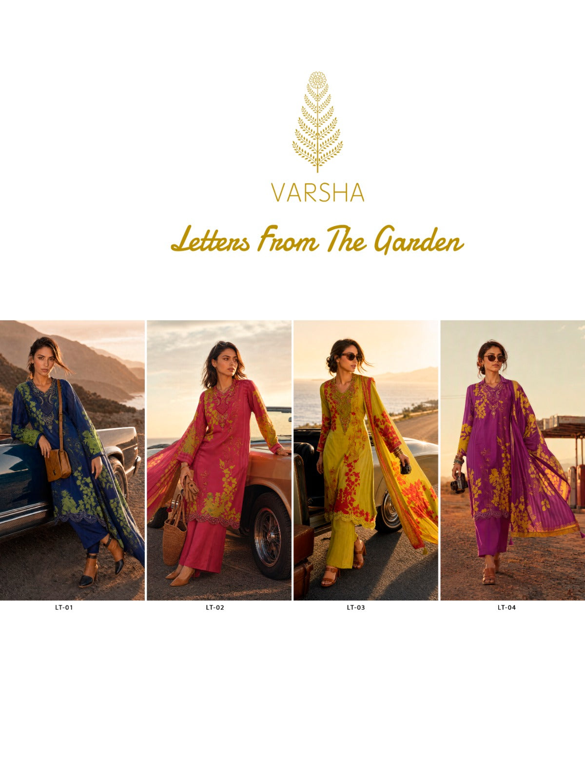 Letters From The Garden Varshaa Viscose Muslin Pant Style Suits Supplier India