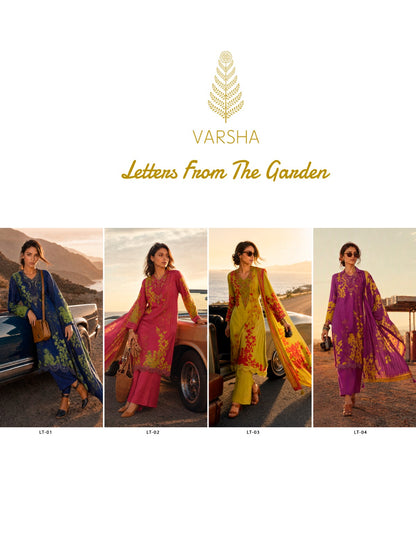 Letters From The Garden Varshaa Viscose Muslin Pant Style Suits Supplier India