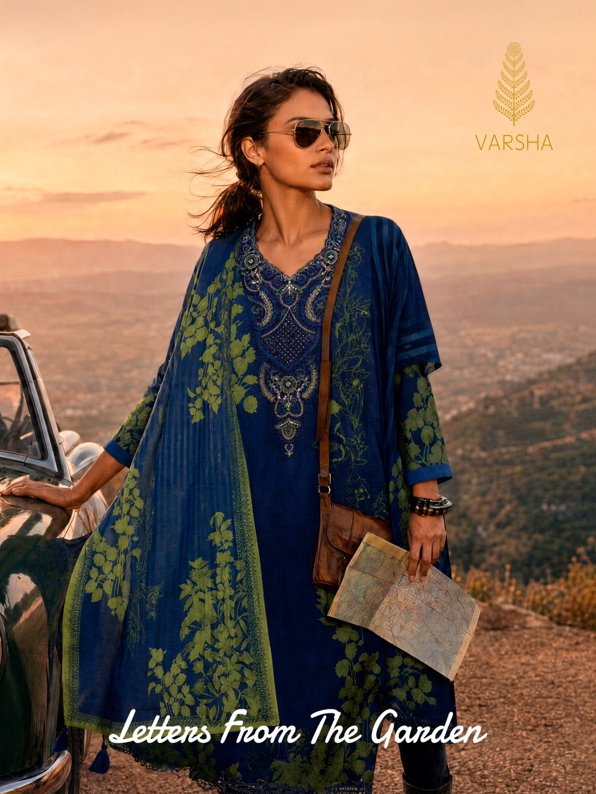 Letters From The Garden Varshaa Viscose Muslin Pant Style Suits Supplier India