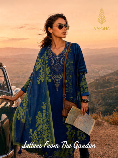 Letters From The Garden Varshaa Viscose Muslin Pant Style Suits Supplier India