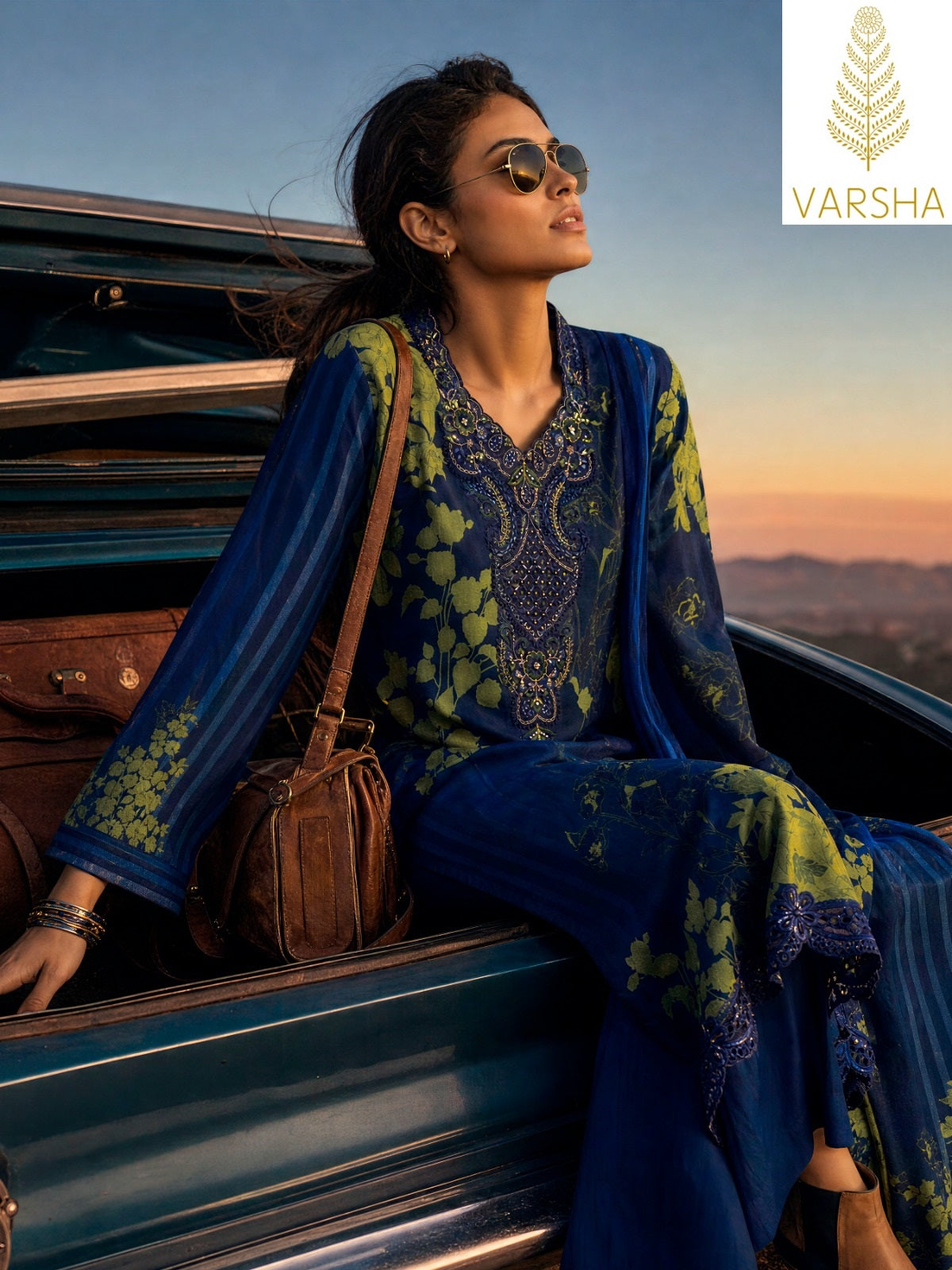 Letters From The Garden Varshaa Viscose Muslin Pant Style Suits Supplier India