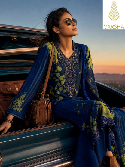 Letters From The Garden Varshaa Viscose Muslin Pant Style Suits Supplier India