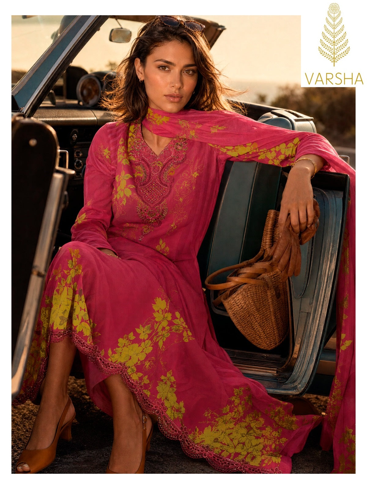 Letters From The Garden Varshaa Viscose Muslin Pant Style Suits Supplier India