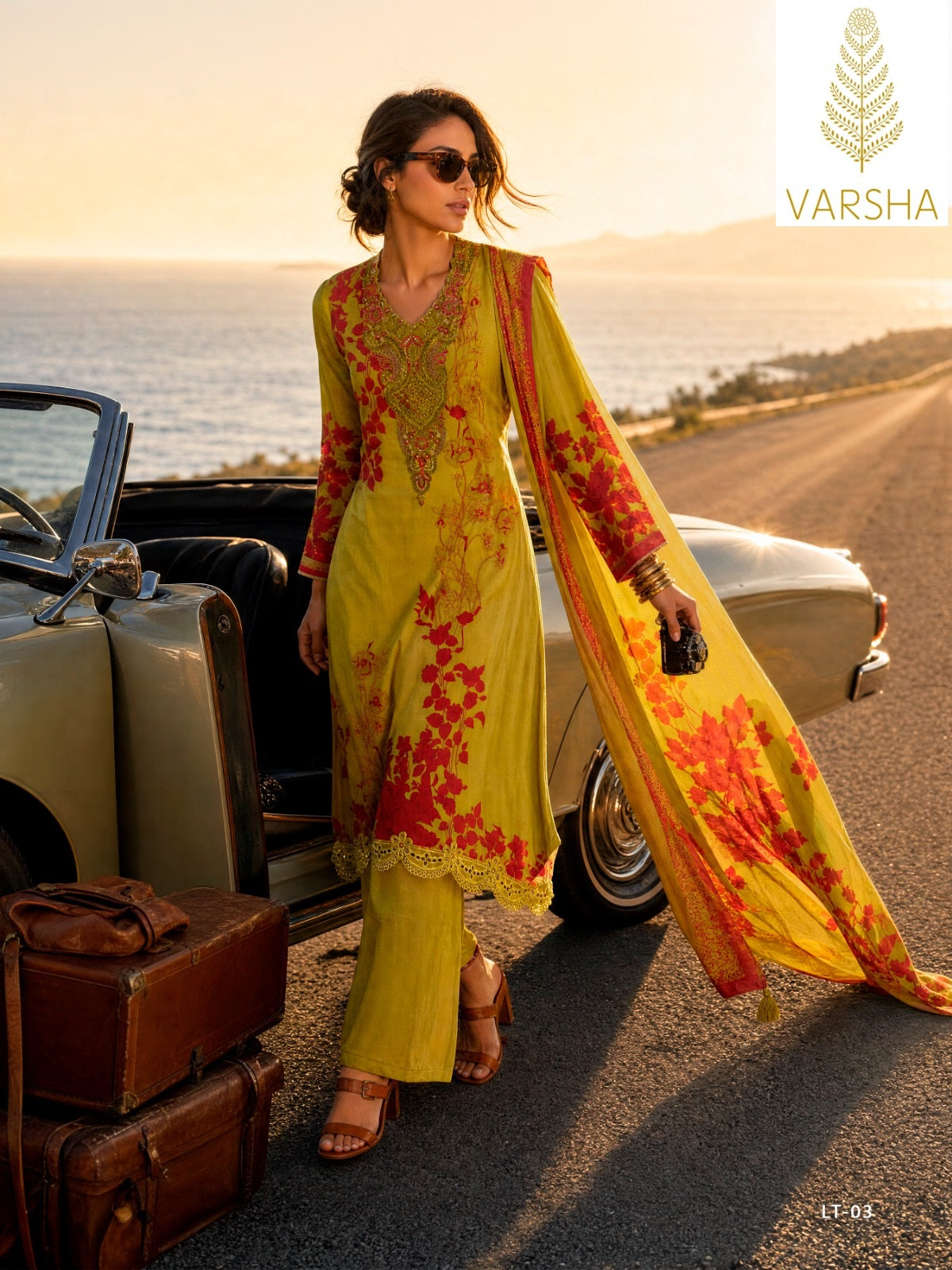 Letters From The Garden Varshaa Viscose Muslin Pant Style Suits Supplier India