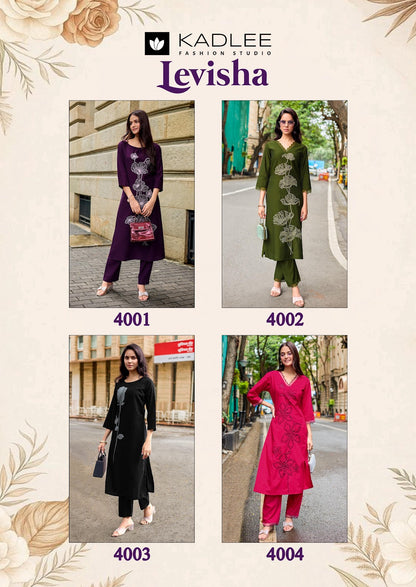 Levisha Kadlee Viscose Weaving Kurti Pant Set Supplier Gujarat
