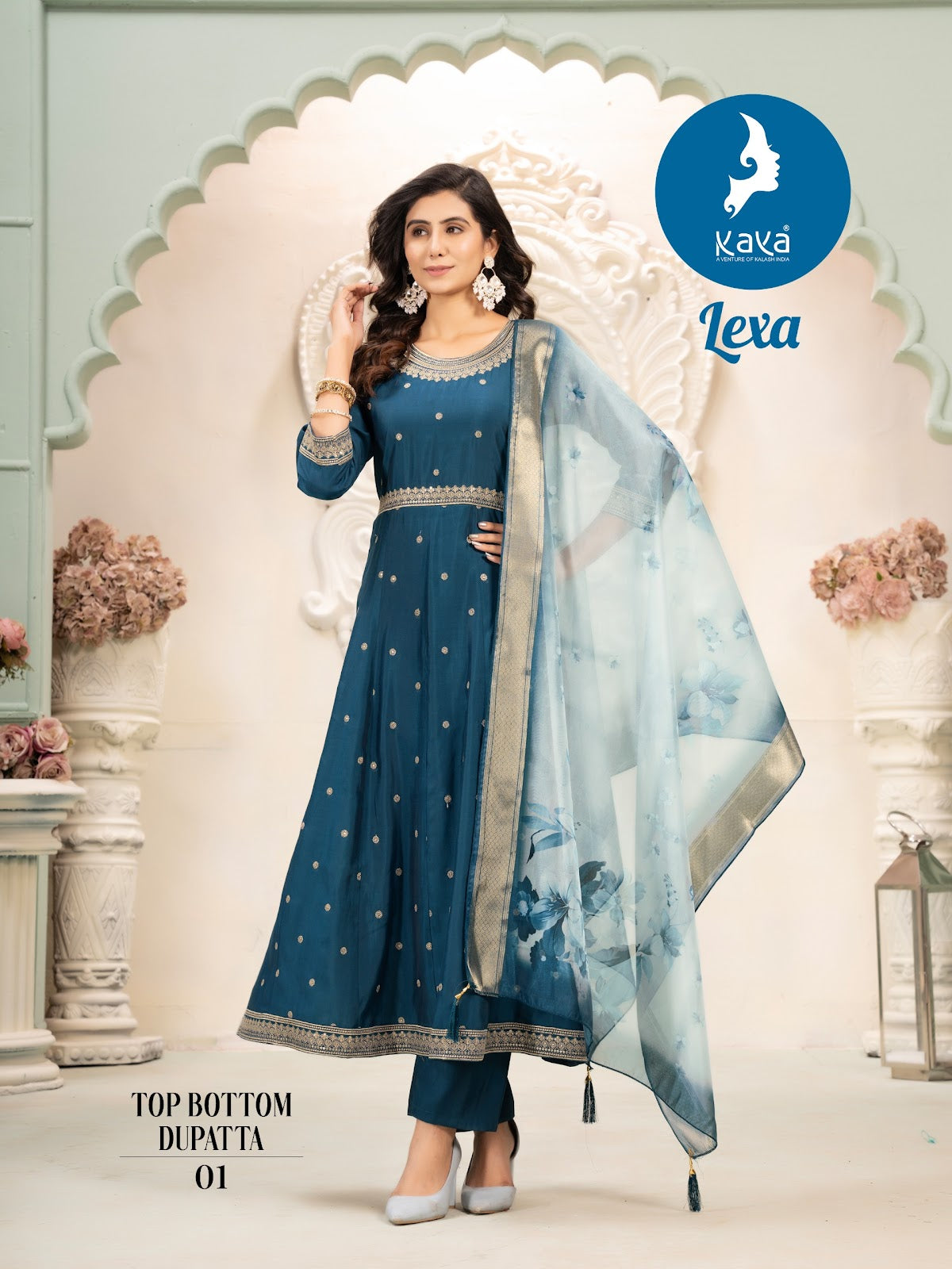 Lexa Kaya Roman Silk Readymade Anarkali Suits Wholesale Price