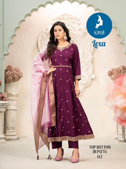 Lexa Kaya Roman Silk Readymade Anarkali Suits Wholesale Price