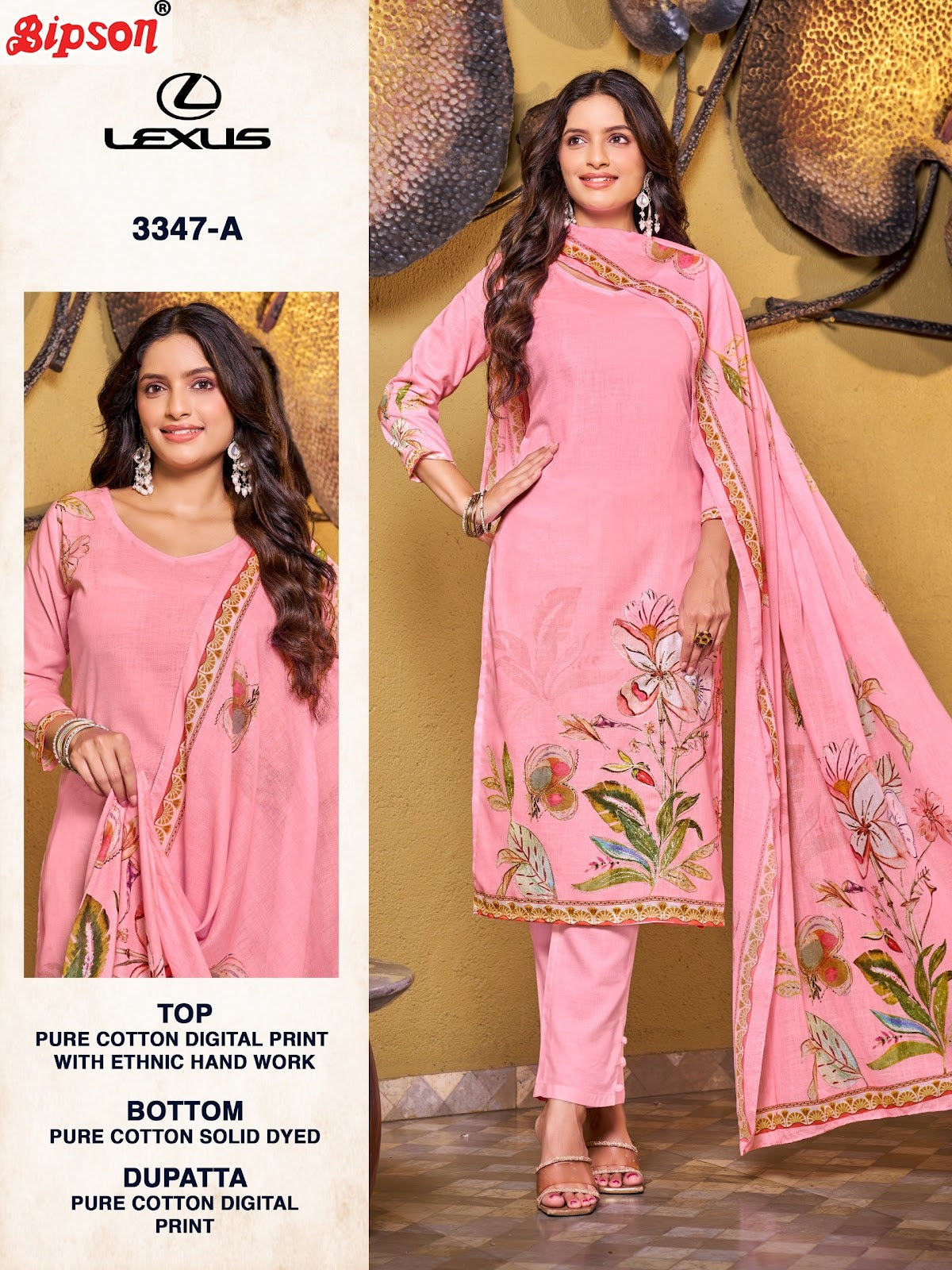 Lexus 3347 Bipson Prints Pure Cotton Pant Style Suits Exporter Gujarat