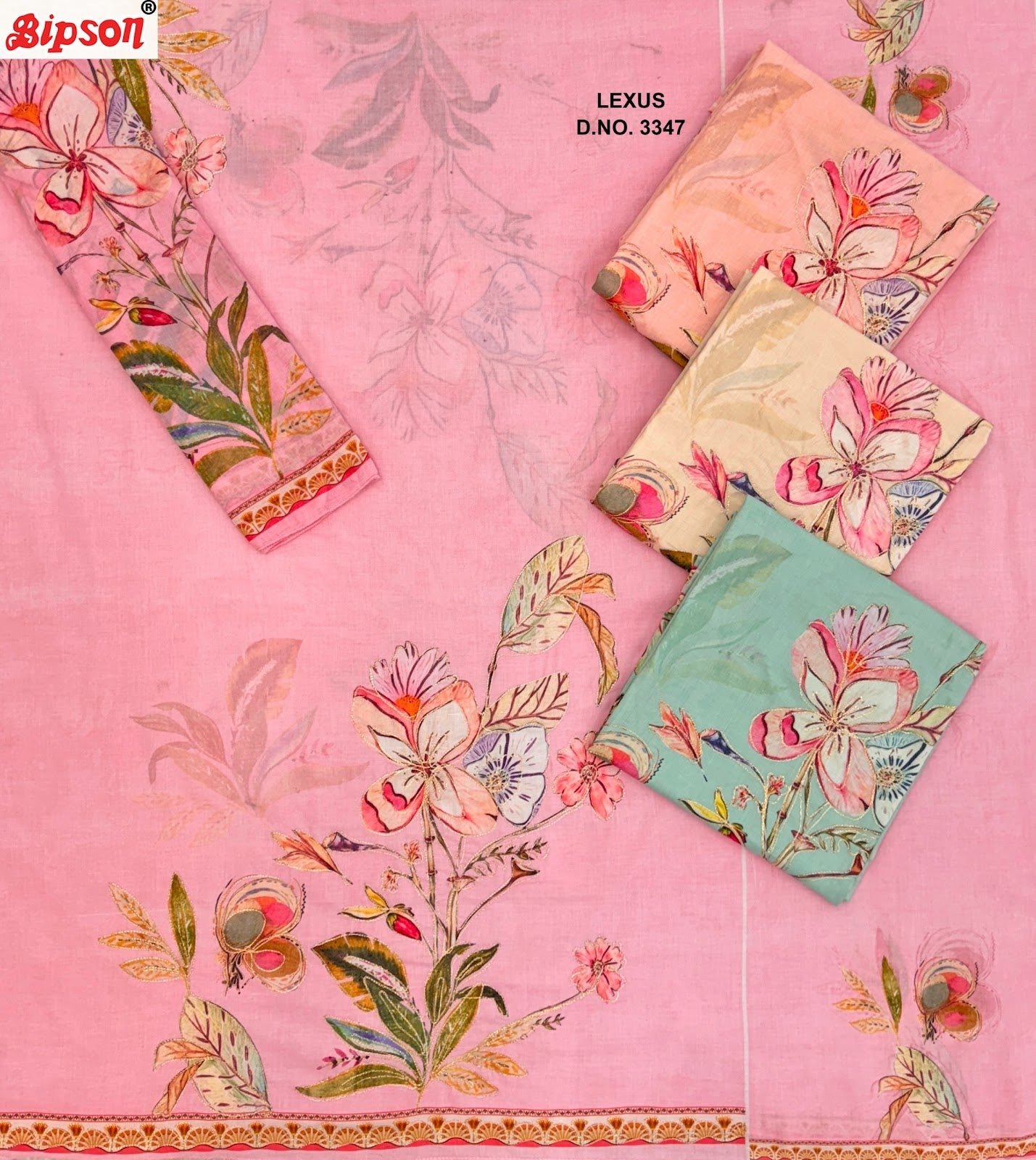 Lexus 3347 Bipson Prints Pure Cotton Pant Style Suits Exporter Gujarat