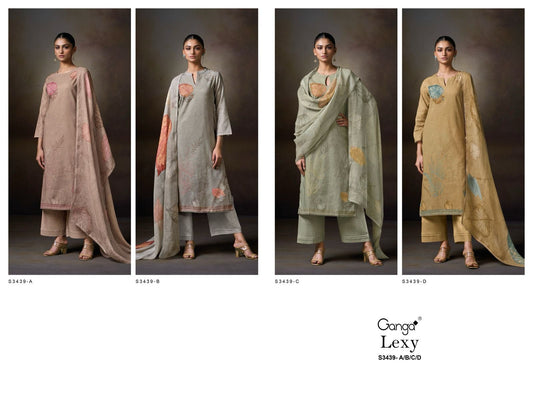 Lexy 3439 Ganga Cotton Linen Plazzo Style Suits Wholesale Price