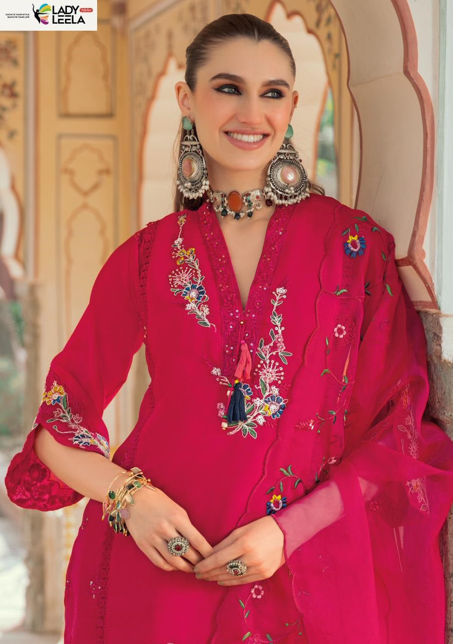 Leyla Ladyleela Mul Chanderi Readymade Pant Style Suits Wholesale