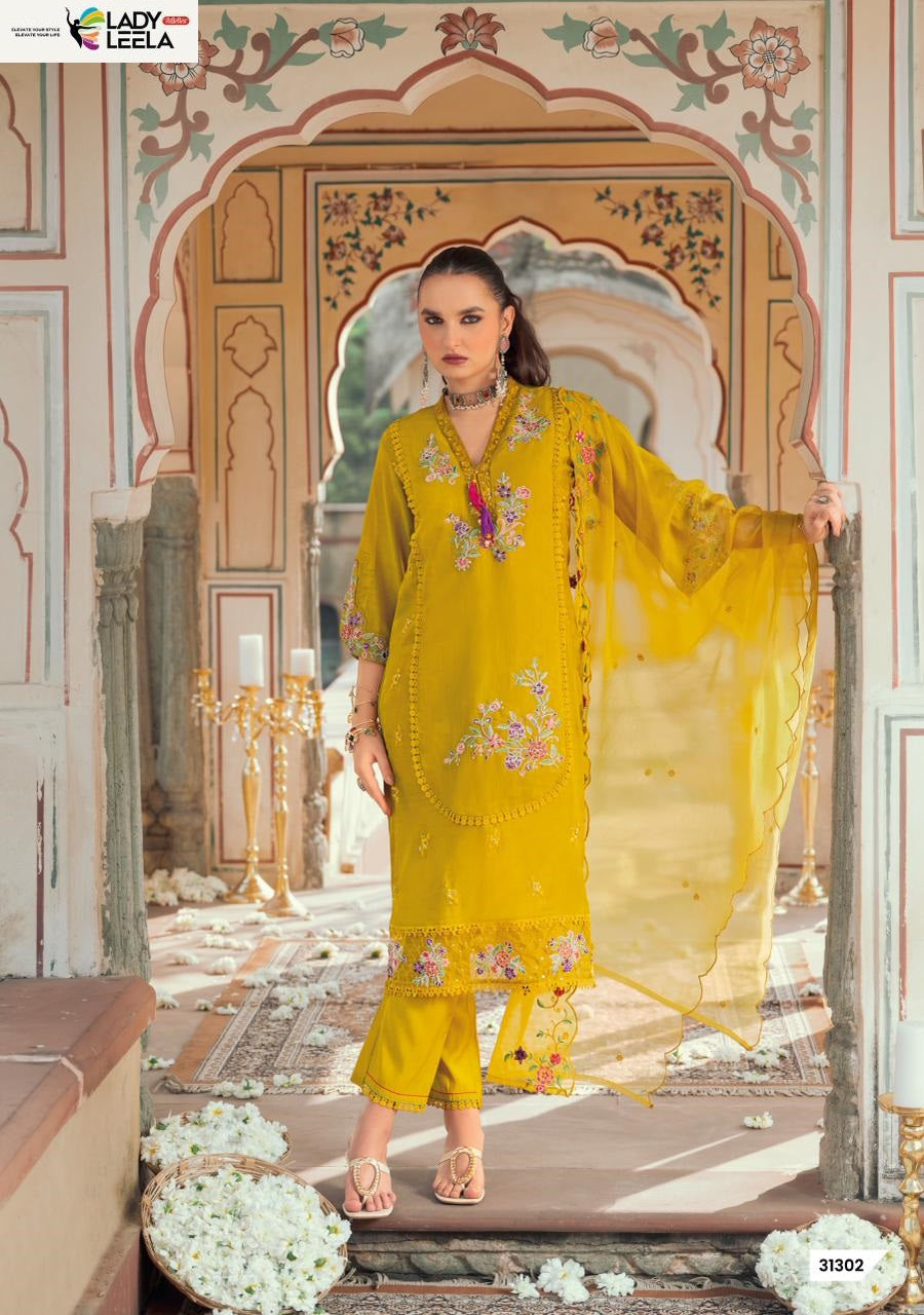 Leyla Ladyleela Mul Chanderi Readymade Pant Style Suits Wholesale