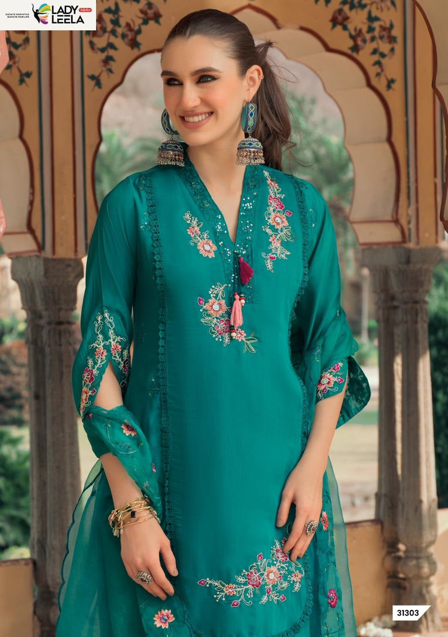 Leyla Ladyleela Mul Chanderi Readymade Pant Style Suits Wholesale