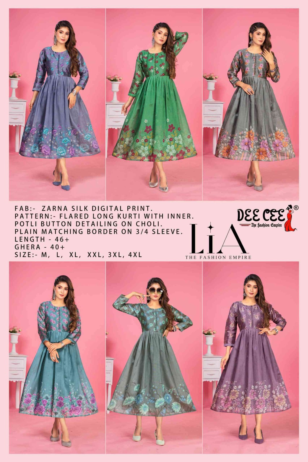 Lia Deecee Silk Anarkali Kurtis Supplier Ahmedabad