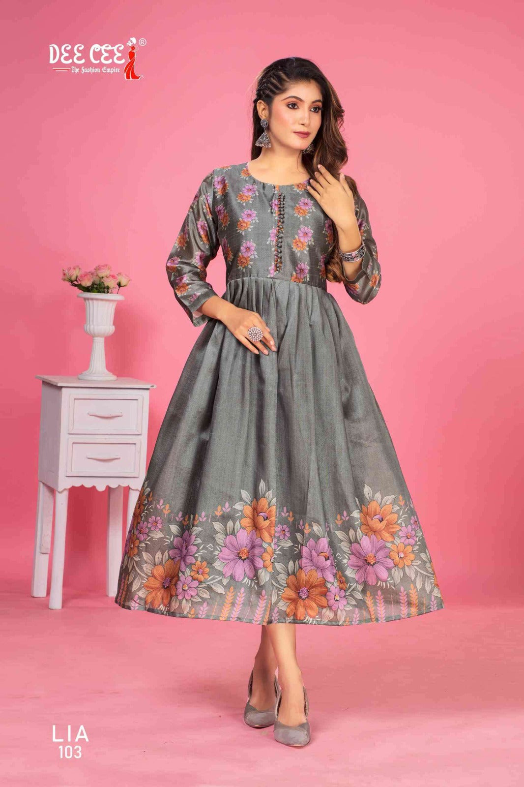 Lia Deecee Silk Anarkali Kurtis Supplier Ahmedabad