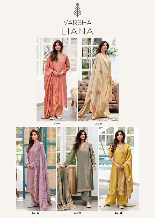Liana Varsha Fashions Viscose Simmer Plazzo Style Suits Wholesale