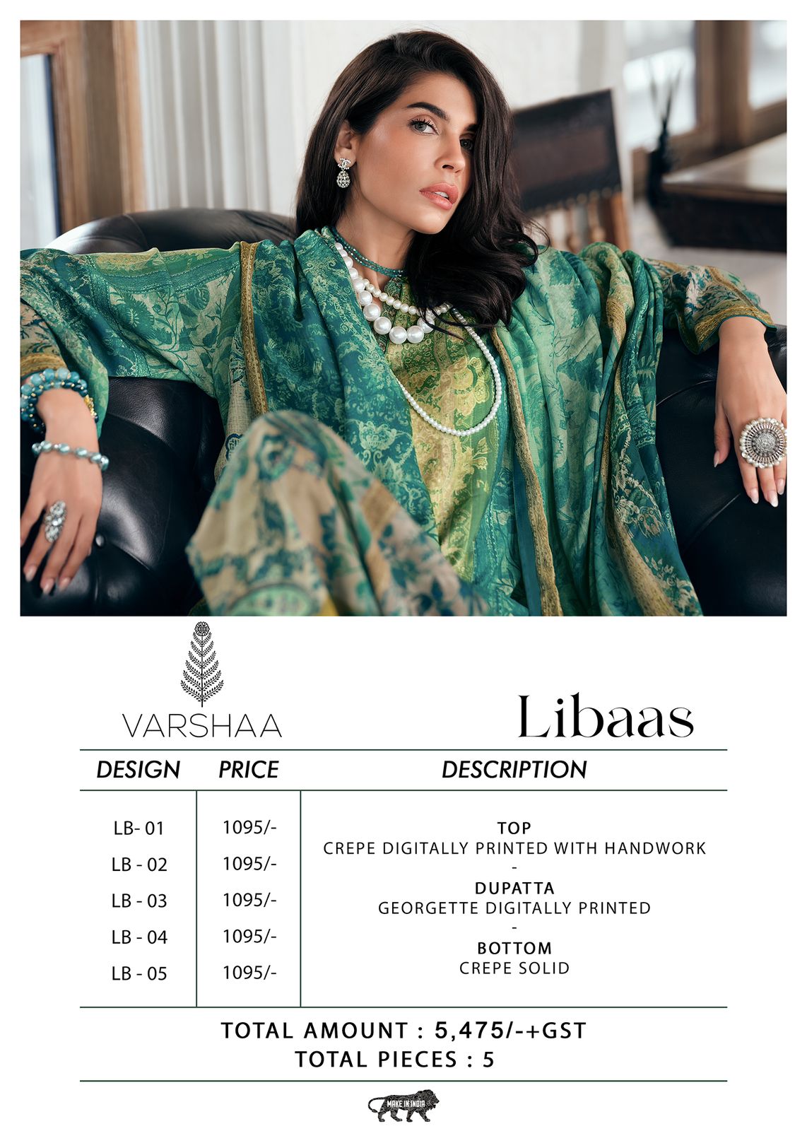 Libaas Varsha Fashions Crepe Pant Style Suits Wholesaler India