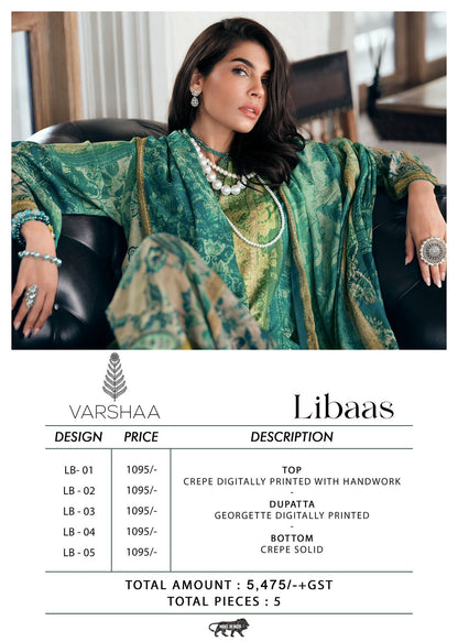 Libaas Varsha Fashions Crepe Pant Style Suits Wholesaler India