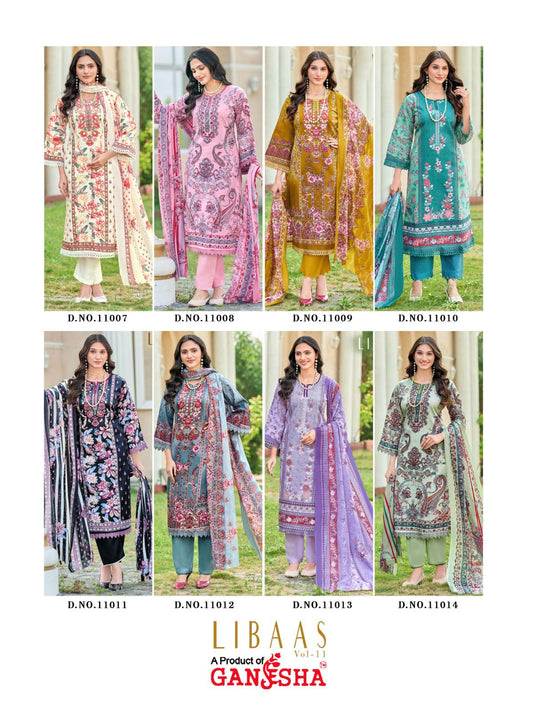 Libaas Vol 11 Ganesha Cotton Karachi Salwar Suits Exporter Gujarat