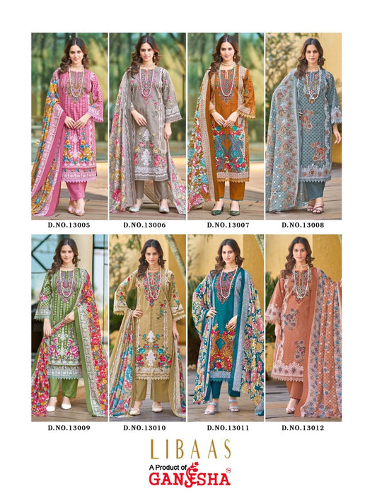 Libaas Vol 13 Ganesha Mix Cotton Karachi Salwar Suits Wholesaler India
