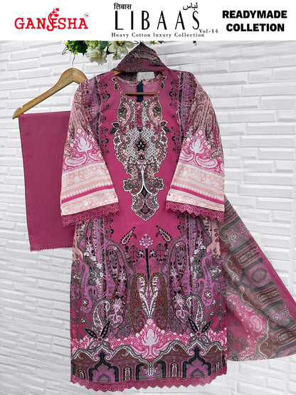 Libaas Vol 14 Ganesha Mix Cotton Karachi Readymade Suits Wholesale