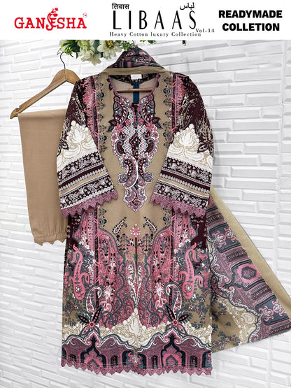 Libaas Vol 14 Ganesha Mix Cotton Karachi Readymade Suits Wholesale