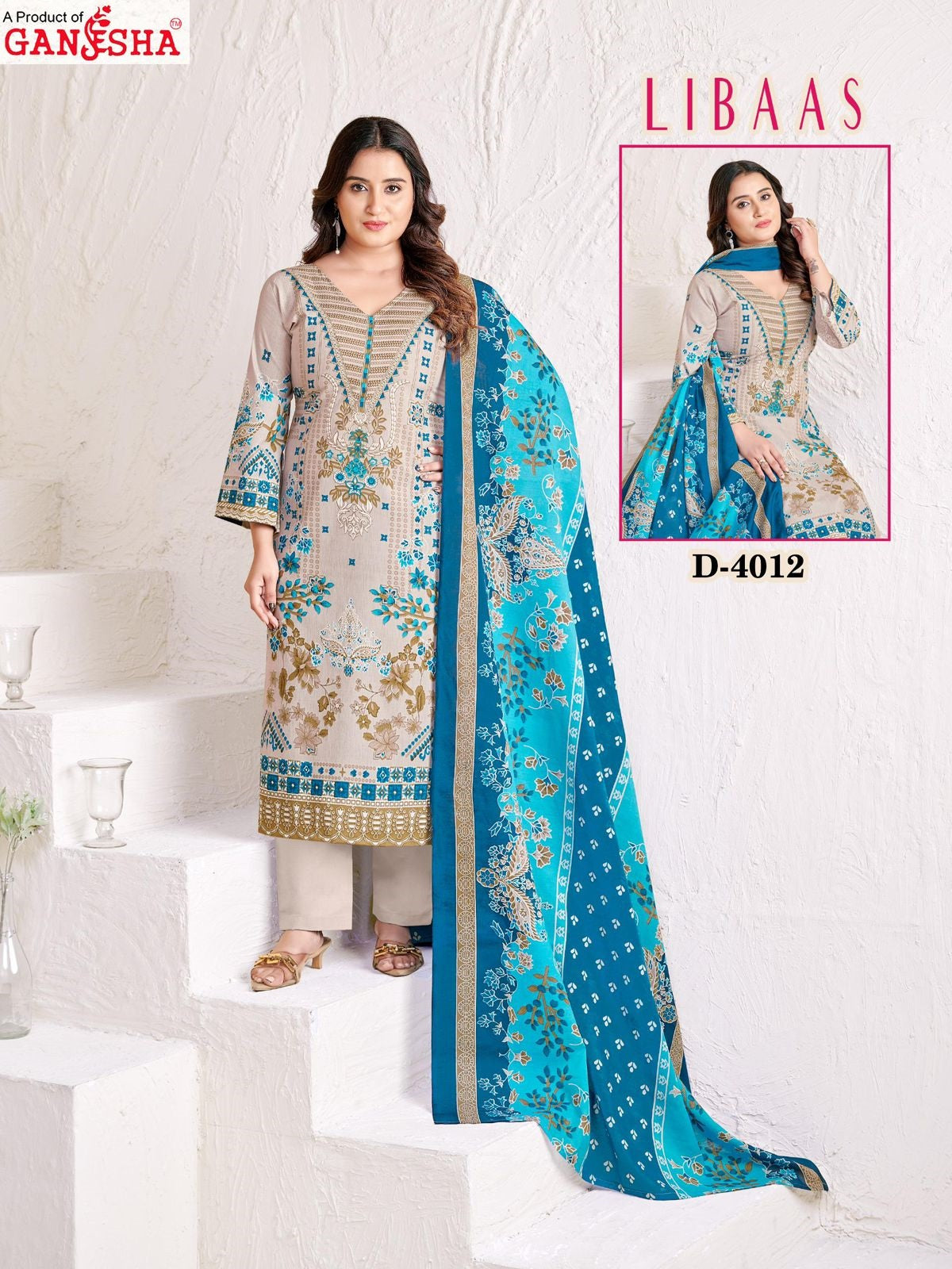 Libaas Vol 4 Ganesha Cotton Karachi Salwar Suits Exporter Gujarat