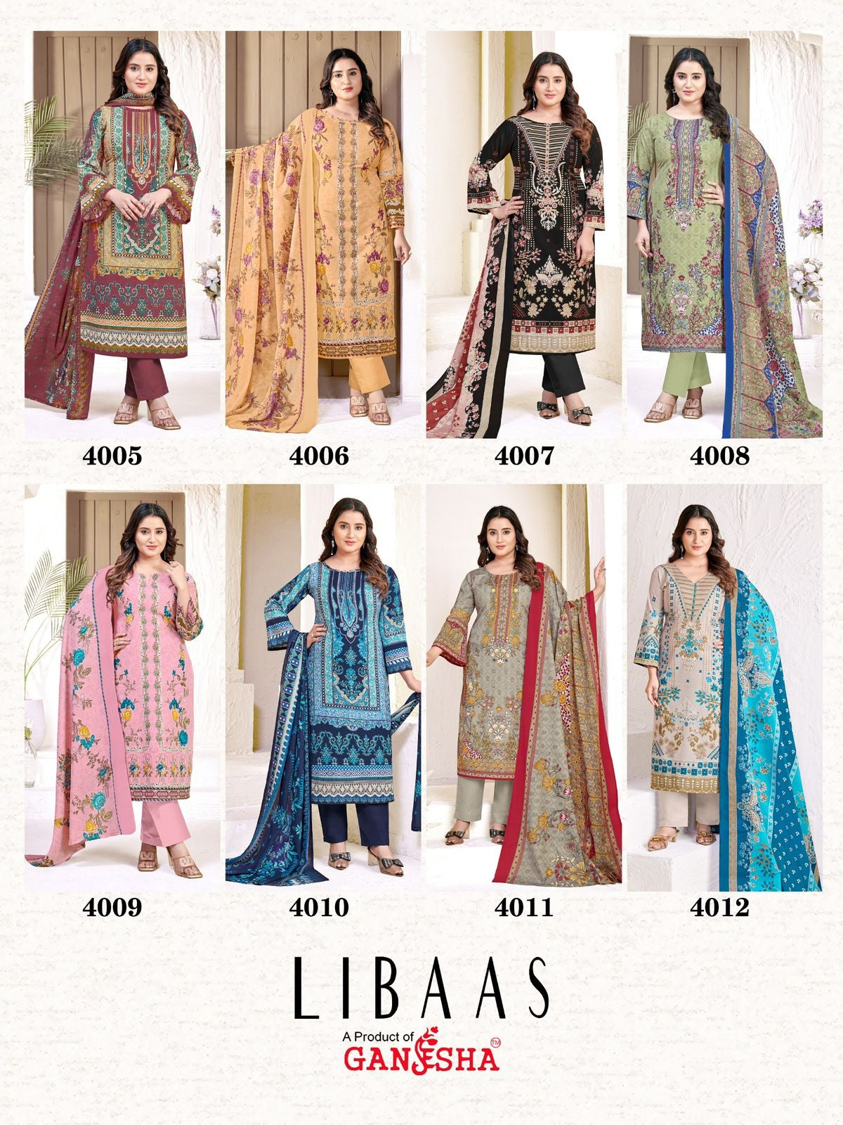 Libaas Vol 4 Ganesha Cotton Karachi Salwar Suits Exporter Gujarat