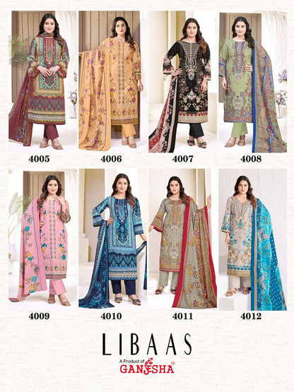 Libaas Vol 4 Ganesha Cotton Karachi Salwar Suits Exporter Gujarat