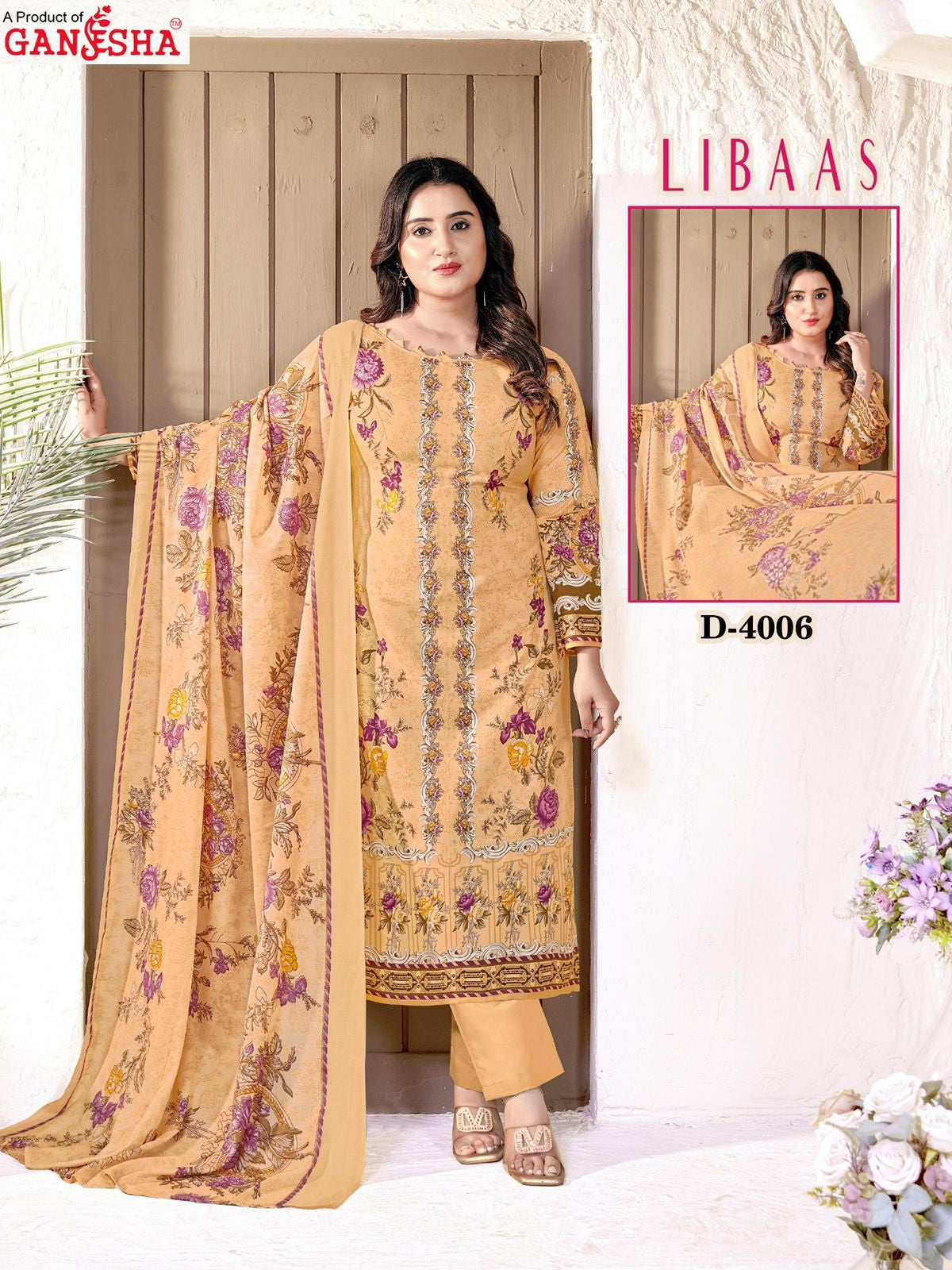 Libaas Vol 4 Ganesha Cotton Karachi Salwar Suits Exporter Gujarat
