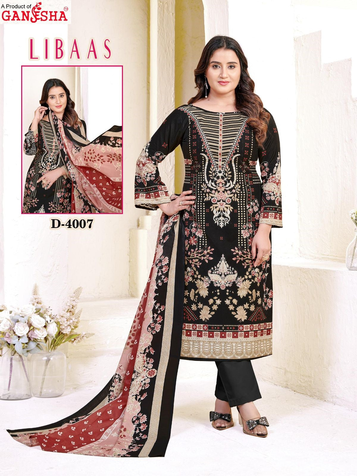 Libaas Vol 4 Ganesha Cotton Karachi Salwar Suits Exporter Gujarat