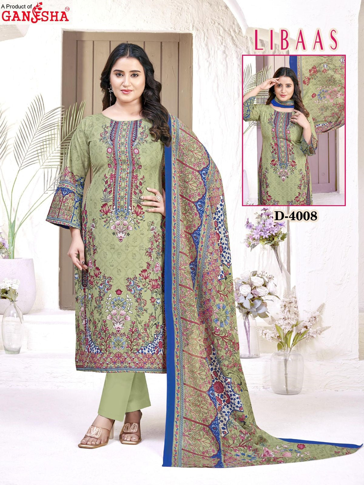 Libaas Vol 4 Ganesha Cotton Karachi Salwar Suits Exporter Gujarat