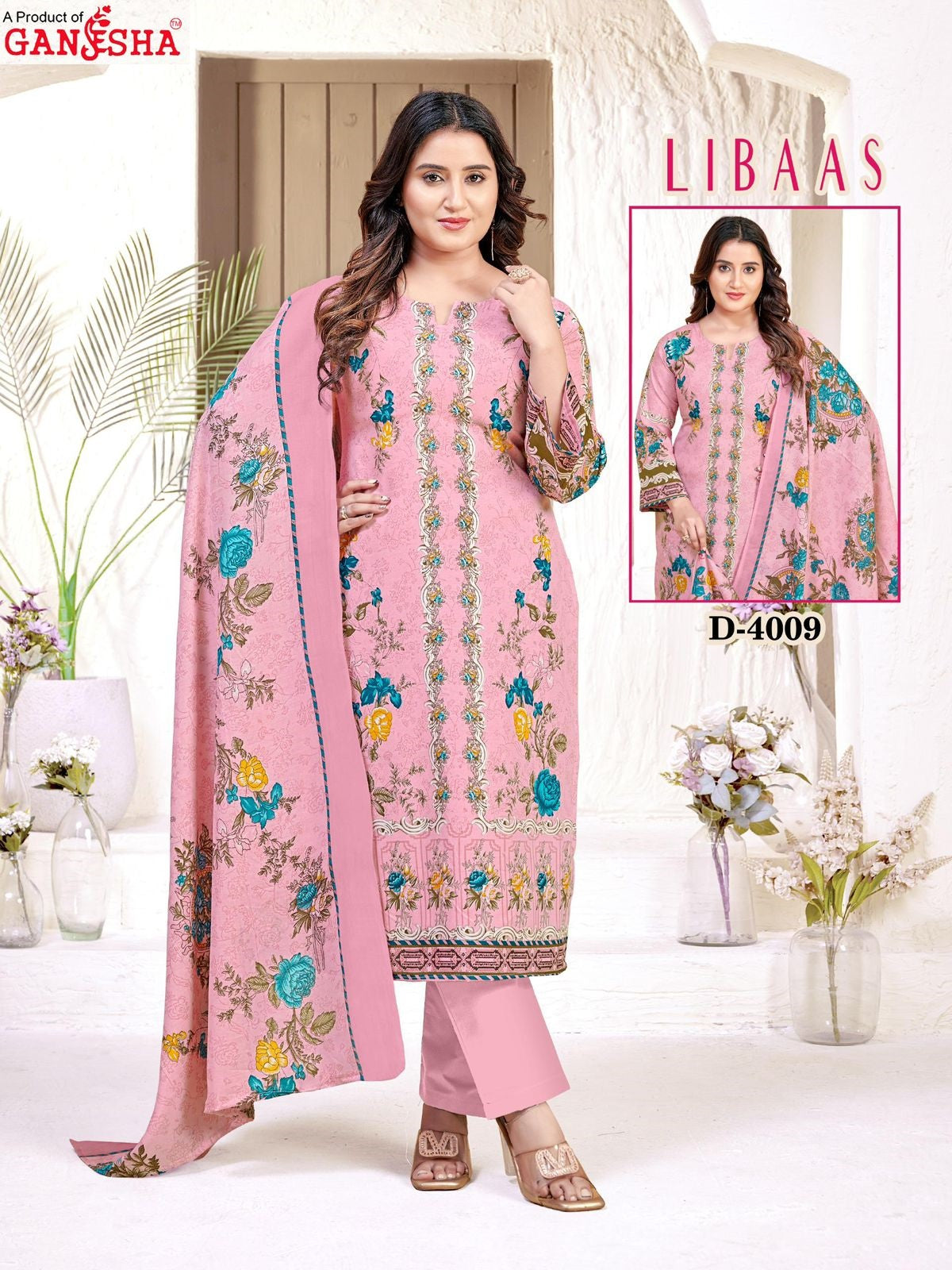 Libaas Vol 4 Ganesha Cotton Karachi Salwar Suits Exporter Gujarat