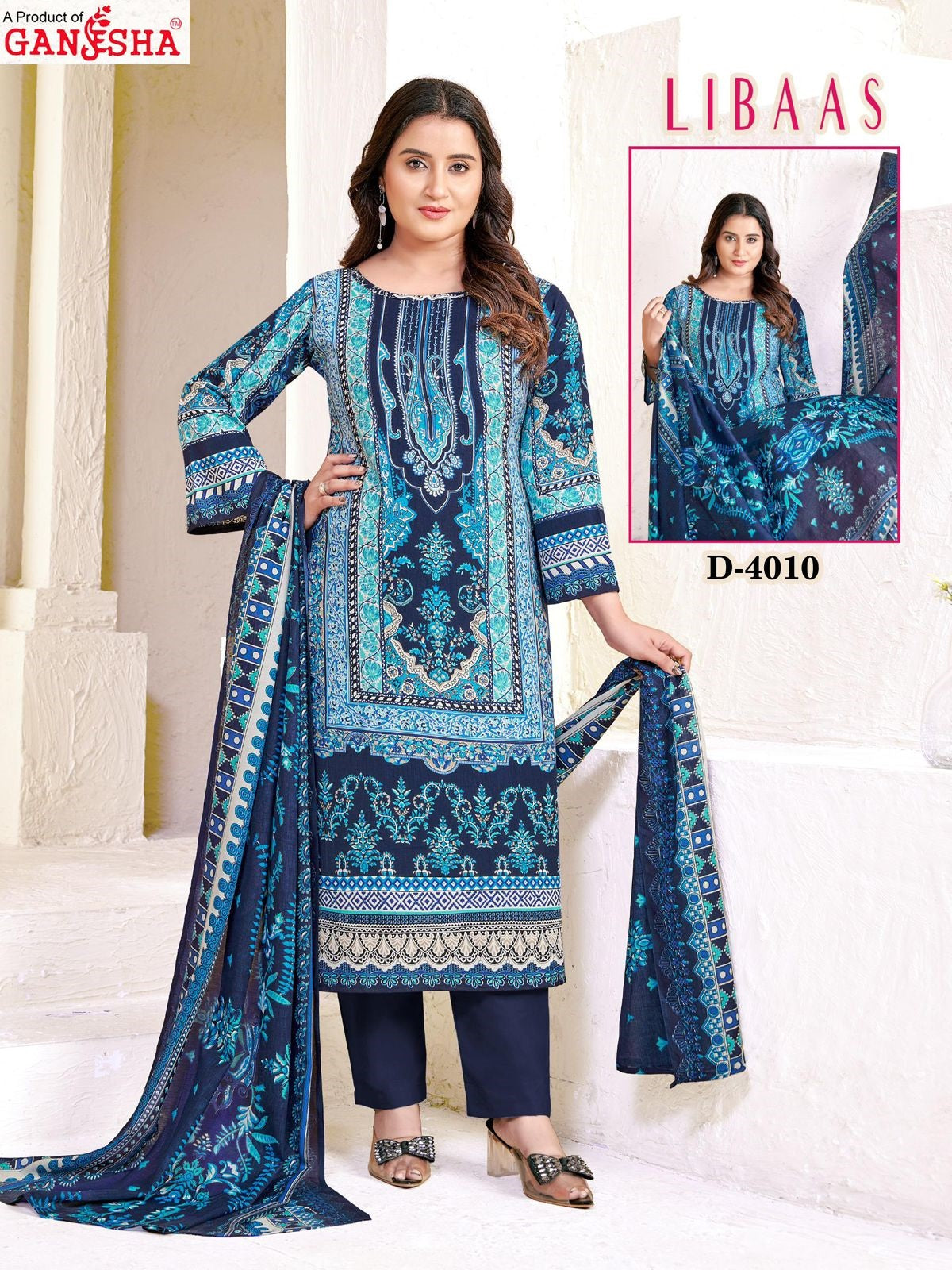 Libaas Vol 4 Ganesha Cotton Karachi Salwar Suits Exporter Gujarat