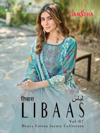 Libaas Vol 7 Ganesha Cotton Karachi Salwar Suits Manufacturer Gujarat