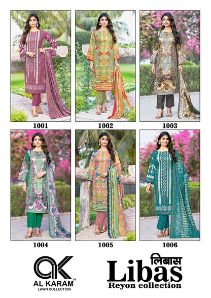 Libas Al Karam Viscose Rayon Karachi Salwar Suits Wholesaler