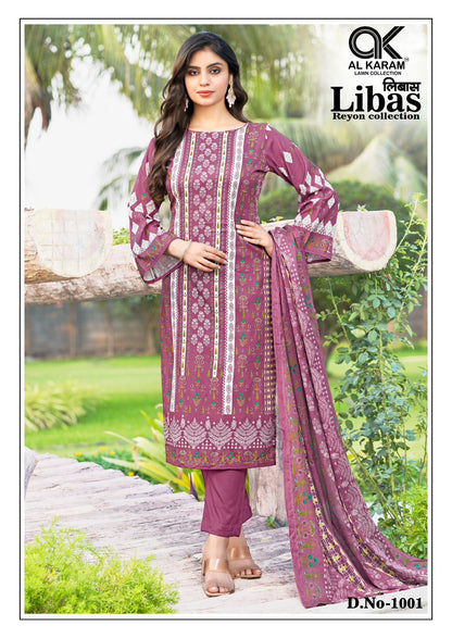 Libas Al Karam Viscose Rayon Karachi Salwar Suits Wholesaler
