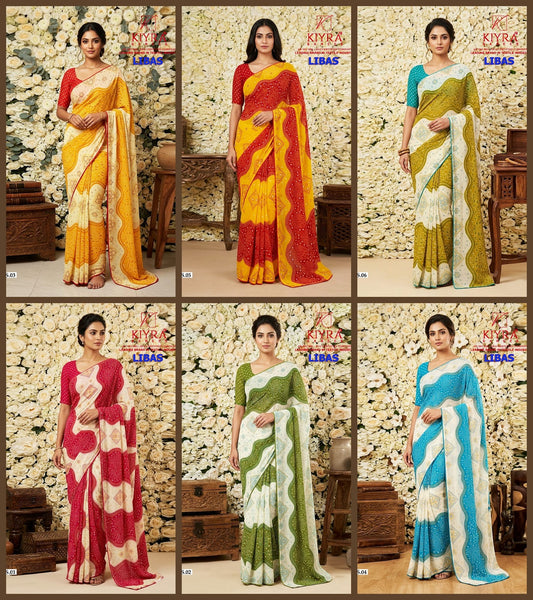 Libas Kiyra Dull Moss Sarees Wholesaler Gujarat