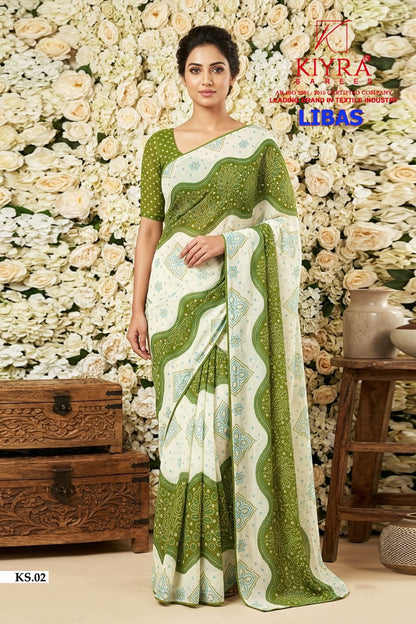 Libas Kiyra Dull Moss Sarees Wholesaler Gujarat