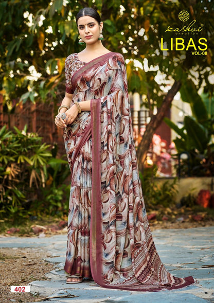 Libas Vol 8 Kashvi Creation Dull Moss Sarees Wholesaler Ahmedabad