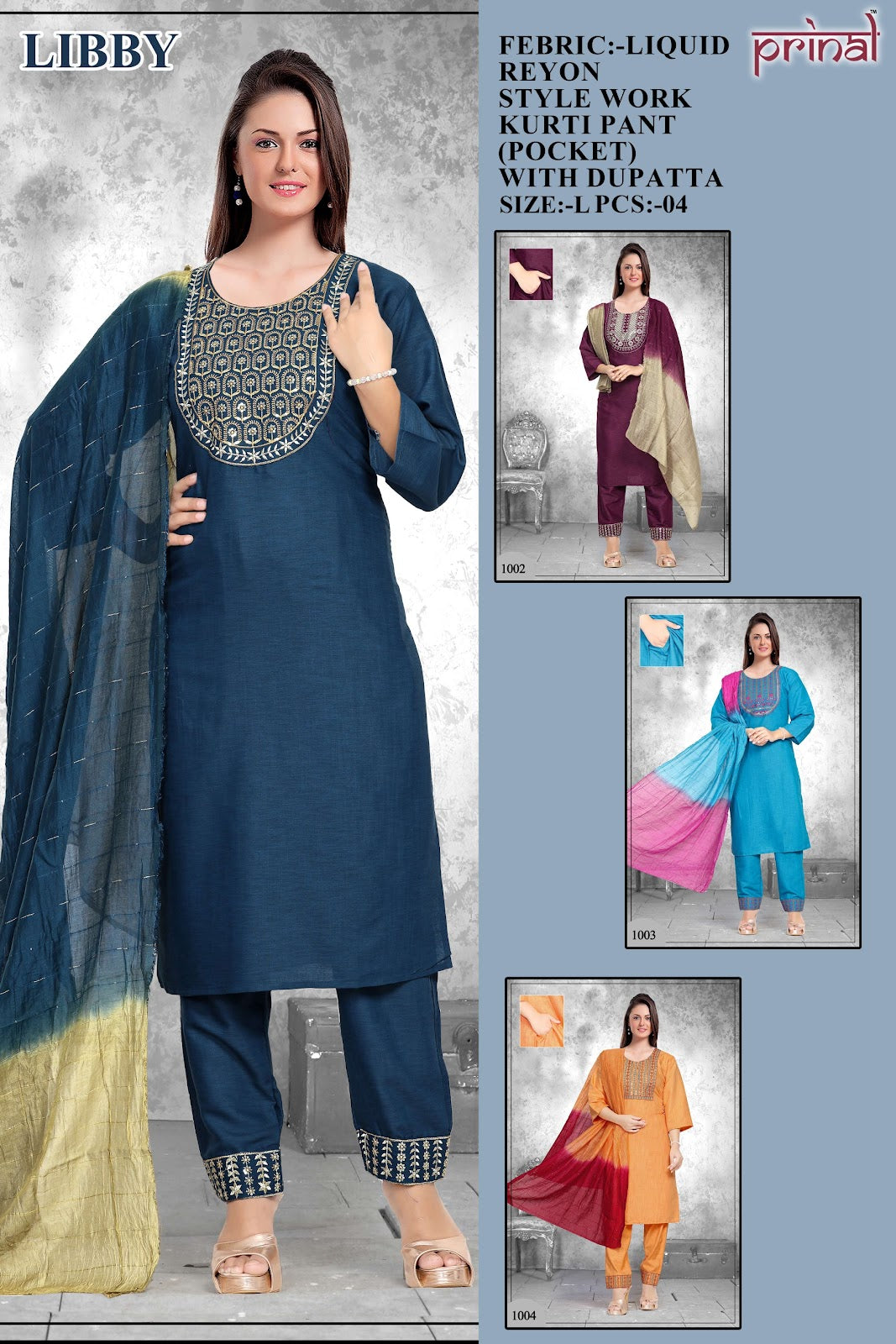 Libby Prinal Liquid Readymade Pant Style Suits Manufacturer Gujarat