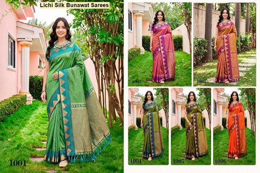 Lichi Silk Bunawat Sarees Exporter