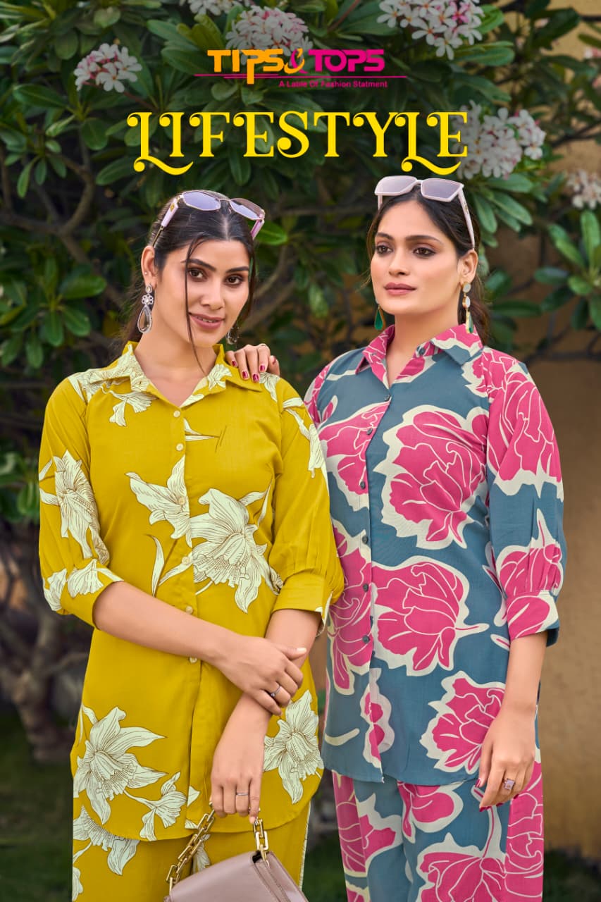 Lifestyle Tips Tops Reyon Co Ord Set Wholesaler Gujarat